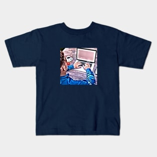 Businessman Blue Laptop Pink Kids T-Shirt